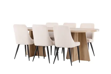 Bootcut Matgrupp 230 cm Rektangulär med 6 Leone stolar - Whitewash/Beige - Products - Möbler - Bord & matgrupp - Matgrupp