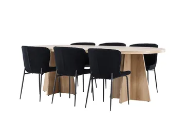 Bootcut Matgrupp 230 cm Rektangulär med 6 Modesto stolar - Whitewash/Svart - Products - Möbler - Bord & matgrupp - Matgrupp