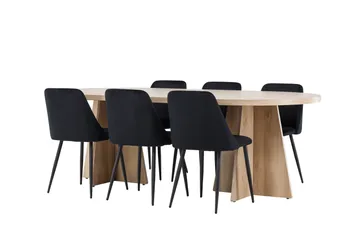 Bootcut Matgrupp 230 cm Rektangulär med 6 Night stolar - Whitewash/Svart - Products - Möbler - Bord & matgrupp - Matgrupp