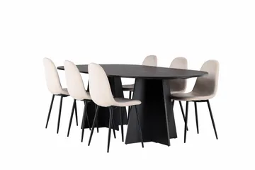 Bootcut Matgrupp 230 cm Rektangulär med 6 Polar stolar - Beige - Products - Möbler - Bord & matgrupp - Matgrupp