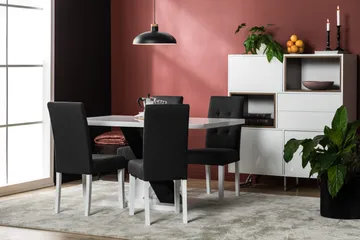 Cesi Matgrupp 140 cm med 4 Viktor Stol - Vit/Svart/Svart PU - Products - Möbler - Bord & matgrupp - Matgrupp