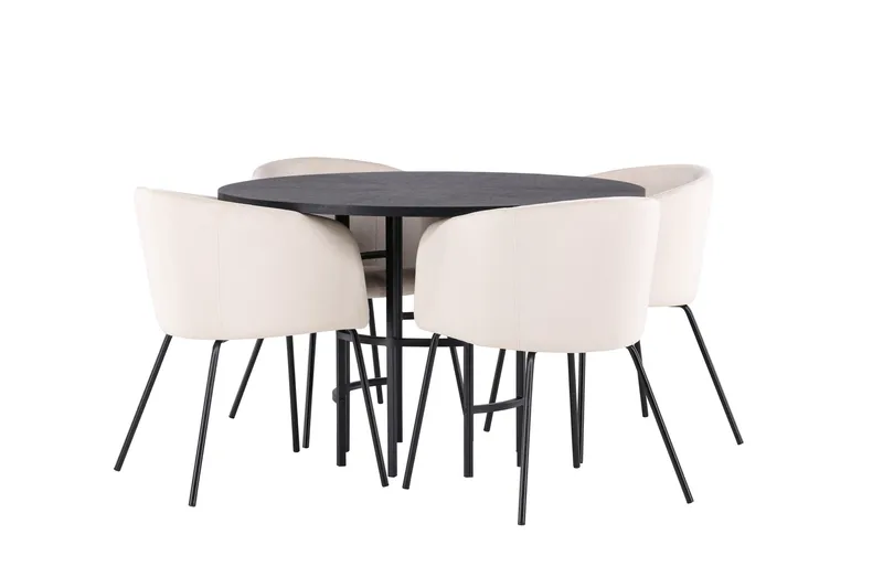 Copenhagen Matgrupp 115 cm Rund med 4 Berit stolar - Beige - Products - Möbler - Bord & matgrupp - Matgrupp