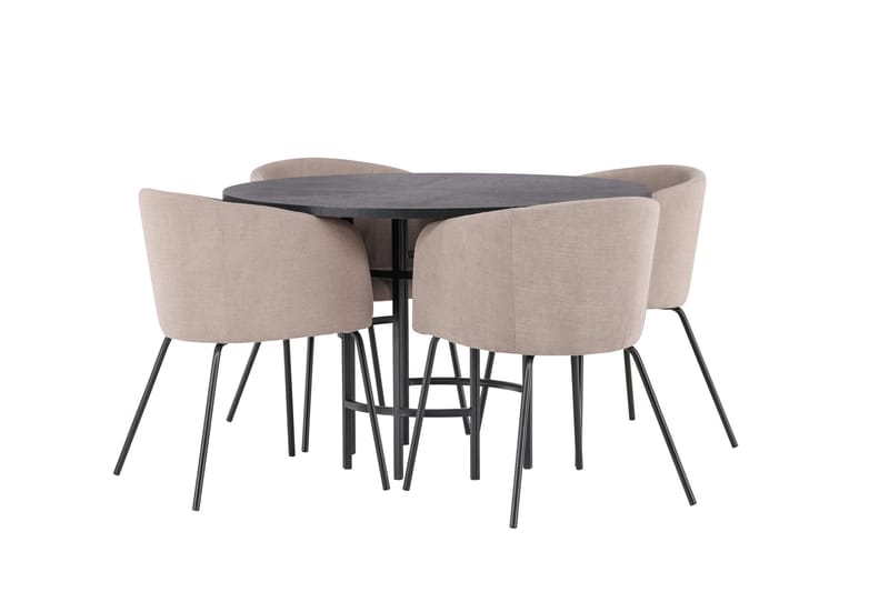 Copenhagen Matgrupp 115 cm Rund med 4 Berit stolar - Beige - Products - Möbler - Bord & matgrupp - Matgrupp