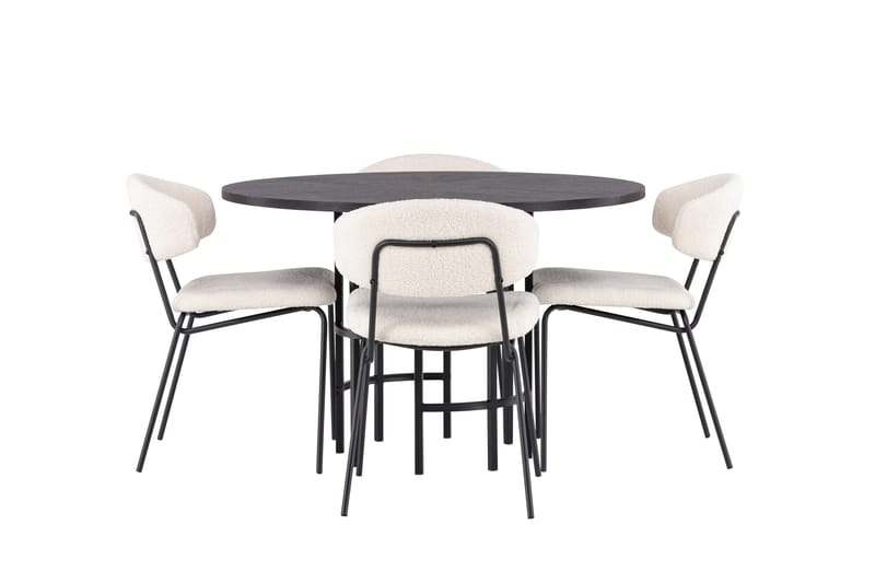 Copenhagen Matgrupp 115 cm Rund med 4 Chico Stolar - Svart - Products - Möbler - Bord & matgrupp - Matgrupp