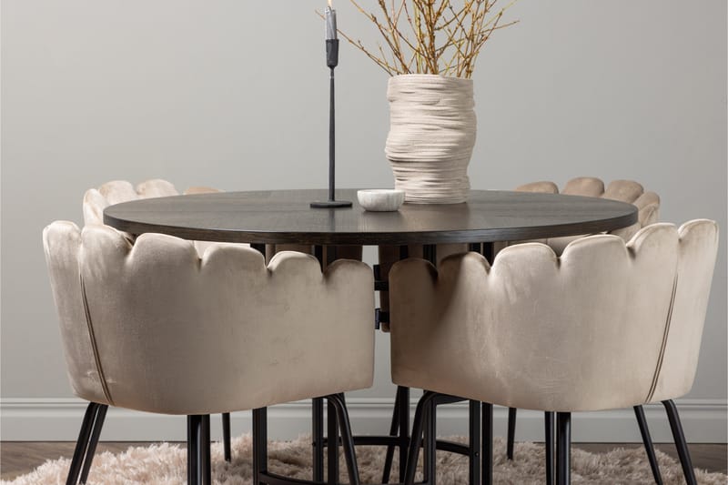 Copenhagen Matgrupp 115 cm Rund med 4 Limhamn stolar - Beige - Products - Möbler - Bord & matgrupp - Matgrupp