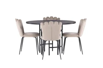 Copenhagen Matgrupp 115 cm Rund med 4 Limhamn stolar - Beige - Products - Möbler - Bord & matgrupp - Matgrupp