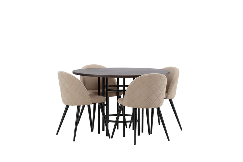 Copenhagen Matgrupp 115 cm Rund med 4 Velvet stolar - Beige - Products - Möbler - Bord & matgrupp - Matgrupp