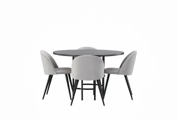 Copenhagen Matgrupp 115 cm Rund med 4 Velvet stolar - Grå - Products - Möbler - Bord & matgrupp - Matgrupp