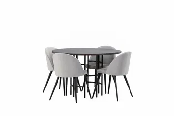 Copenhagen Matgrupp 115 cm Rund med 4 Velvet stolar - Grå - Products - Möbler - Bord & matgrupp - Matgrupp