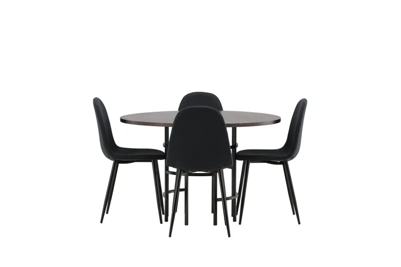 Copenhagen Matgrupp 115 cm Rund med 4 Polar stolar, Svart