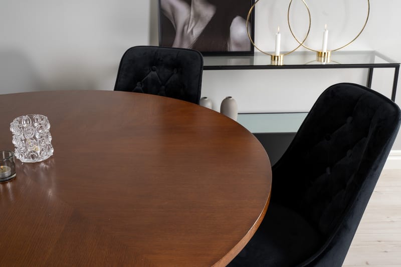Copenhagen Matgrupp 140 cm Rund med 6 Velvet Deluxe stolar - Svart - Products - Möbler - Bord & matgrupp - Matgrupp