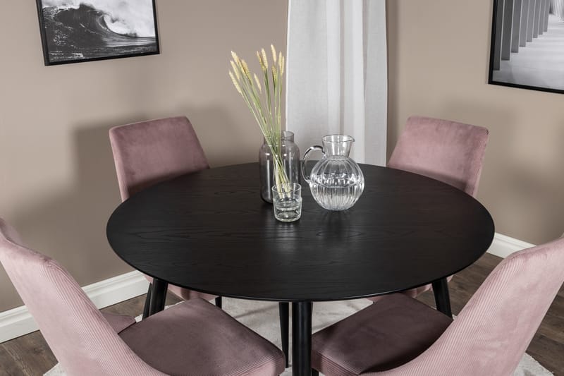 Dipp Matgrupp 115 cm Rund med 4 Leone stolar - Svart - Products - Möbler - Bord & matgrupp - Matgrupp