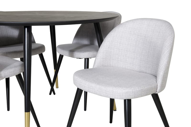 Dipp Matgrupp 115 cm Rund med 4 Velvet Stolar - Svart - Products - Möbler - Bord & matgrupp - Matgrupp