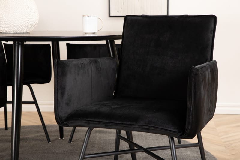 Dipp Matgrupp 115 cm Rund med 4 Petra stolar - Svart - Products - Möbler - Bord & matgrupp - Matgrupp