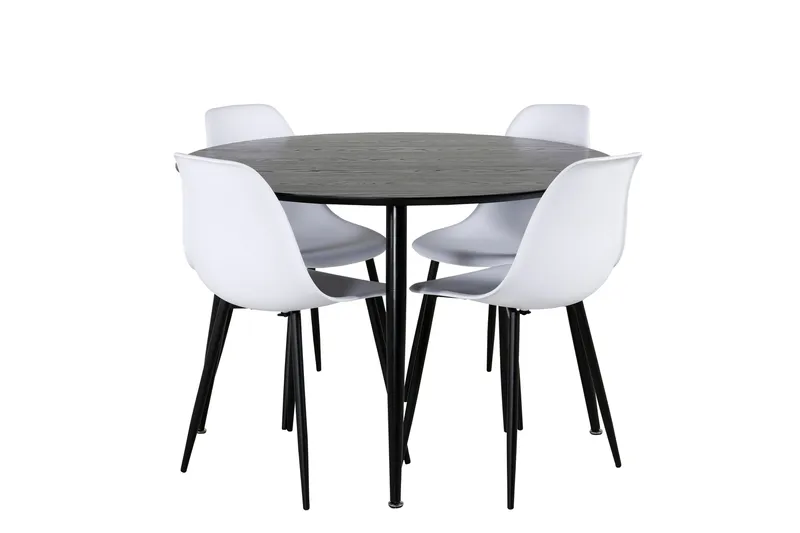 Dipp Matgrupp 115 cm Rund med 4 Polar stolar, Svart