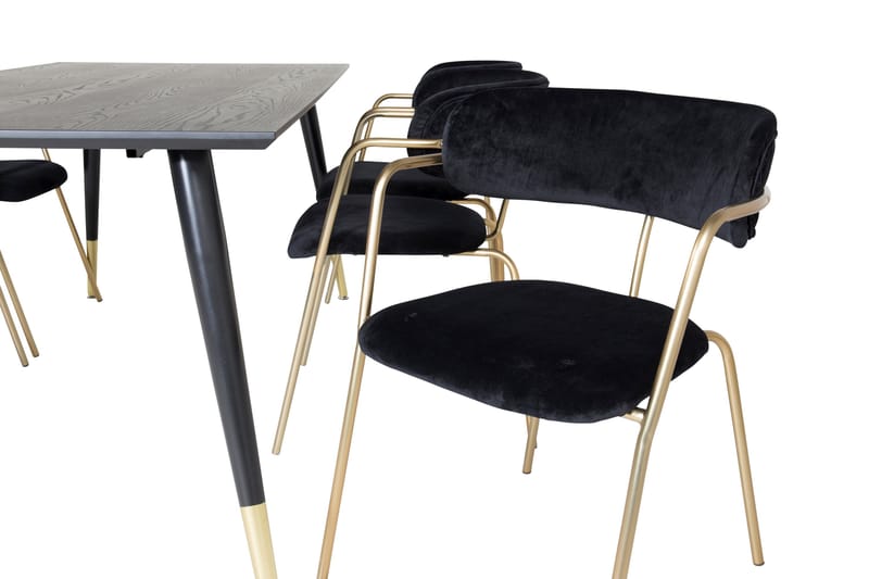Dipp Matgrupp 180 cm Rektangulär med 6 Arrow stolar - Svart/Guld - Products - Möbler - Bord & matgrupp - Matgrupp