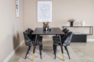 Dipp Matgrupp 180 cm Rektangulär med 6 Velvet stolar - Svart/Guld - Products - Möbler - Bord & matgrupp - Matgrupp