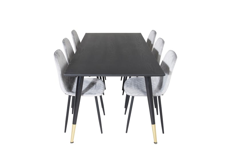 Dipp Matgrupp 180 cm Rektangulär med 6 Polar stolar, Svart/Guld