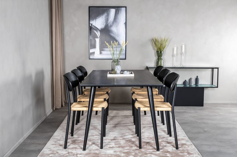 Dipp Matgrupp 180 cm Rektangulär med 6 Polly stolar - Svart - Products - Möbler - Bord & matgrupp - Matgrupp