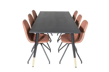 Dipp Matgrupp 180 cm Rektangulär med 6 Polar stolar - Svart - Products - Möbler - Bord & matgrupp - Matgrupp