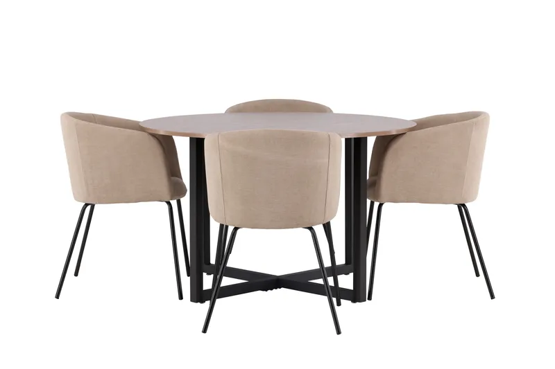 Durango Matgrupp 120 cm Rund med 4 Berit Stolar, Valnöt