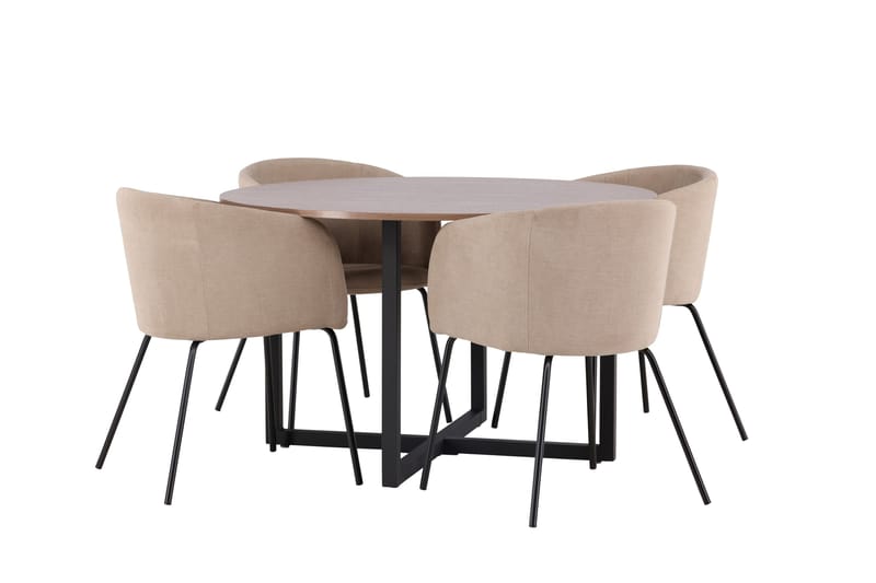Durango Matgrupp 120 cm Rund med 4 Berit Stolar - Valnöt - Products - Möbler - Bord & matgrupp - Matgrupp