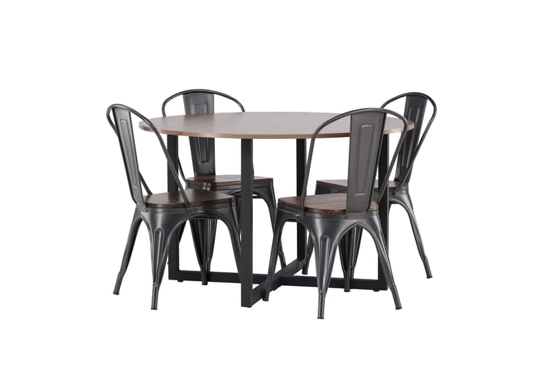 Durango Matgrupp 120 cm Rund med 4 Tempe Stolar - Valnöt - Products - Möbler - Bord & matgrupp - Matgrupp