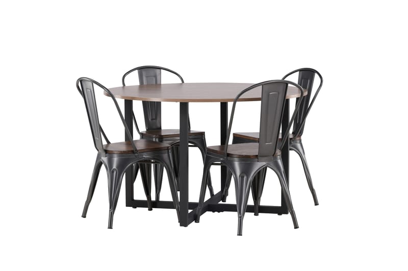 Durango Matgrupp 120 cm Rund med 4 Tempe Stolar - Valnöt - Products - Möbler - Bord & matgrupp - Matgrupp