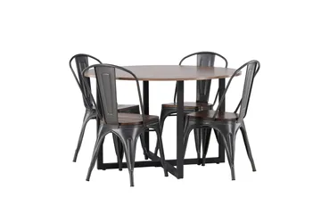 Durango Matgrupp 120 cm Rund med 4 Tempe Stolar - Valnöt - Products - Möbler - Bord & matgrupp - Matgrupp