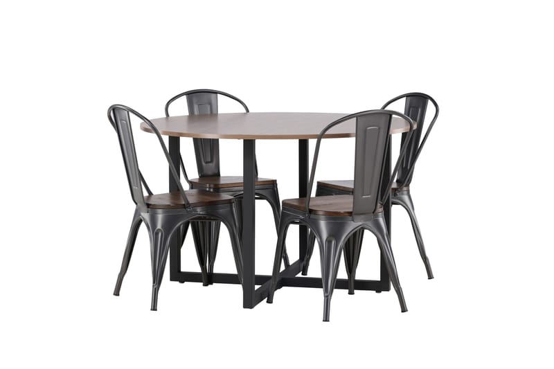 Durango Matgrupp 120 cm Rund med 4 Tempe Stolar - Valnöt - Products - Möbler - Bord & matgrupp - Matgrupp