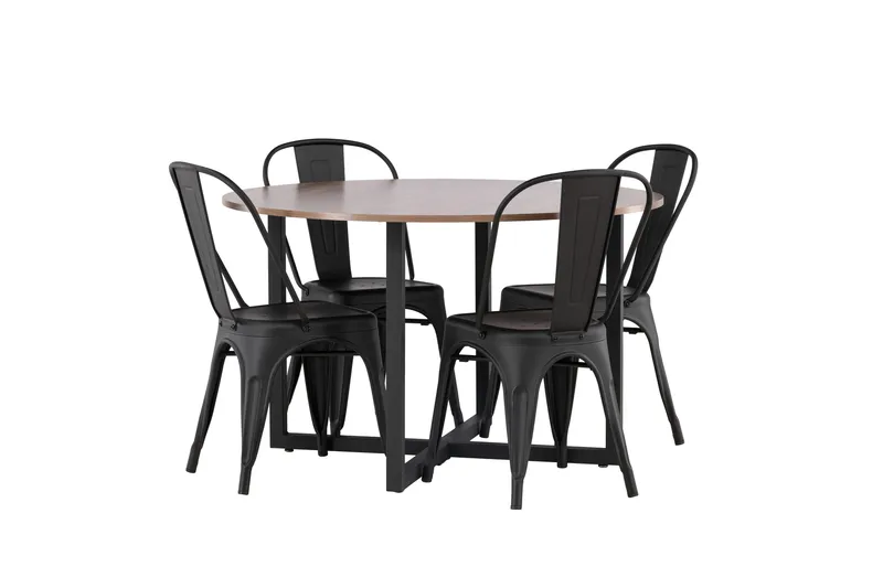 Durango Matgrupp 120 cm Rund med 4 Tempe Stolar - Valnöt - Products - Möbler - Bord & matgrupp - Matgrupp