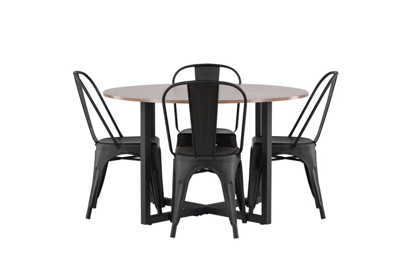 Durango Matgrupp 120 cm Rund med 4 Tempe Stolar, Valnöt