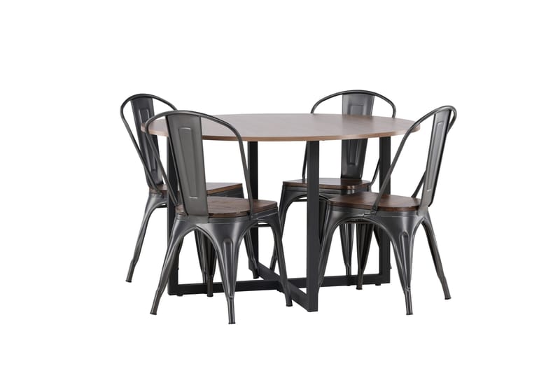 Durango Matgrupp 120 cm Rund med 4 Tempe Stolar - Valnöt - Products - Möbler - Bord & matgrupp - Matgrupp