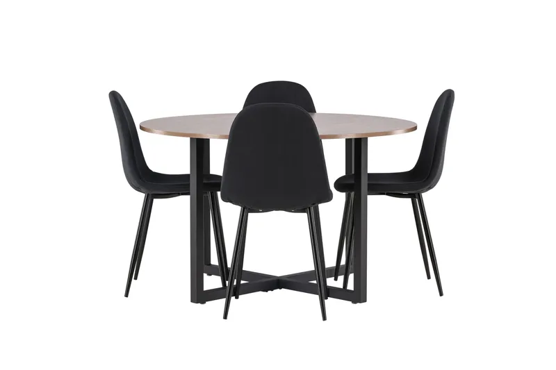 Durango Matgrupp 120 cm Rund med 4 Polar Stolar, Valnöt