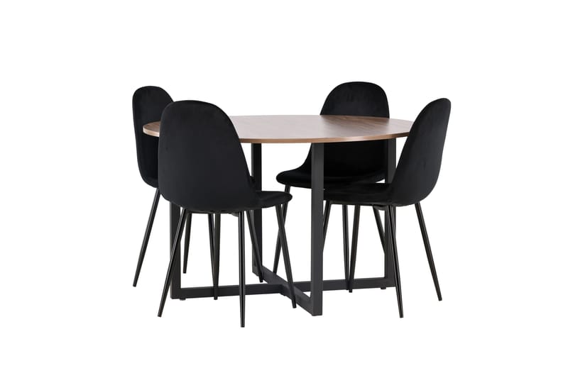 Durango Matgrupp 120 cm Rund med 4 Polar Stolar - Valnöt - Products - Möbler - Bord & matgrupp - Matgrupp