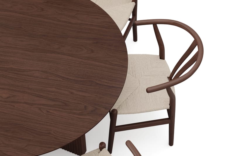 Edda Matgrupp runt 130 cm Valnöt med 6 Dastoori Matstolar - Valnöt - Products - Möbler - Bord & matgrupp - Matgrupp