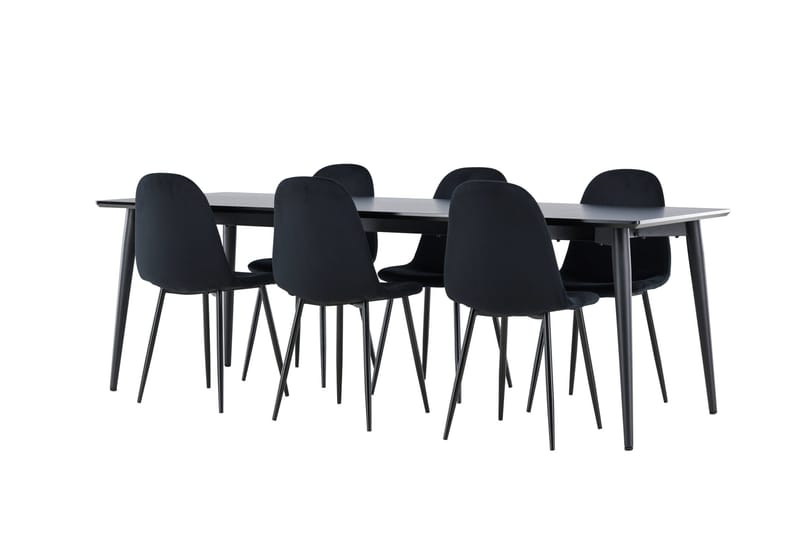 Ellis Matgrupp 230 cm Rektangulär med 6 Polar stolar - Svart/Svart - Products - Möbler - Bord & matgrupp - Matgrupp
