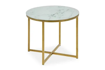 Epiffer Soffbord 50 cm Runt Marmormönster - Vit/Grå/Mässing - Products - Möbler - Bord & matgrupp - Marmorbord