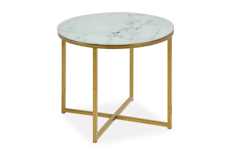Epiffer Soffbord 50 cm Runt Marmormönster - Vit/Grå/Mässing - Products - Möbler - Bord & matgrupp - Marmorbord