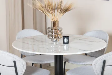 Estelle Matgrupp 106 cm Rund med 4 Vault stolar - Svart - Products - Möbler - Bord & matgrupp - Matgrupp