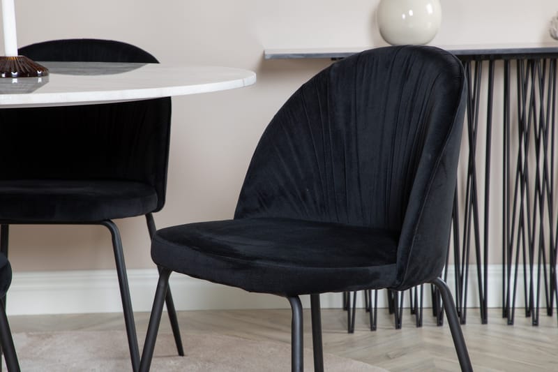 Estelle Matgrupp 106 cm Rund med 4 Wrinkles stolar - Svart - Products - Möbler - Bord & matgrupp - Matgrupp