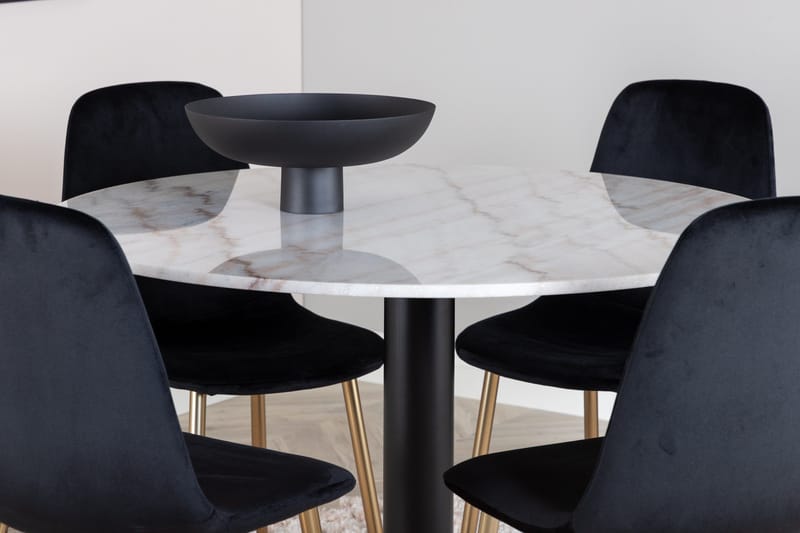 Estelle Matgrupp 106 cm Rund med 4 Polar stolar - Svart/Guld - Products - Möbler - Bord & matgrupp - Matgrupp
