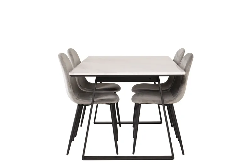 Estelle Matgrupp 140 cm Rektangulär med 4 Polar stolar, Svart