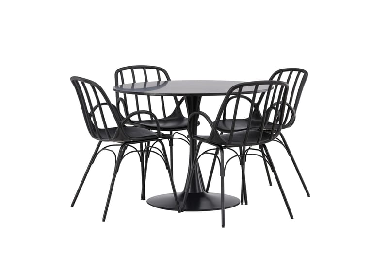 Glade Matgrupp 100 cm Rund med 4 Dyrön stolar - Svart - Products - Möbler - Bord & matgrupp - Matgrupp