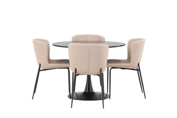 Glade Matgrupp 100 cm Rund med 4 Modesto stolar - Beige - Products - Möbler - Bord & matgrupp - Matgrupp
