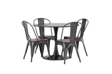 Glade Matgrupp 100 cm Rund med 4 Tempe stolar - Mörkgrå - Products - Möbler - Bord & matgrupp - Matgrupp