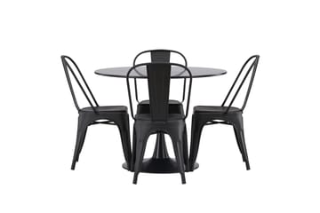Glade Matgrupp 100 cm Rund med 4 Tempe Stolar - Svart - Products - Möbler - Bord & matgrupp - Matgrupp