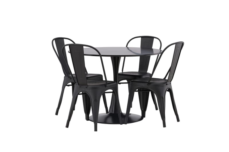Glade Matgrupp 100 cm Rund med 4 Tempe Stolar - Svart - Products - Möbler - Bord & matgrupp - Matgrupp