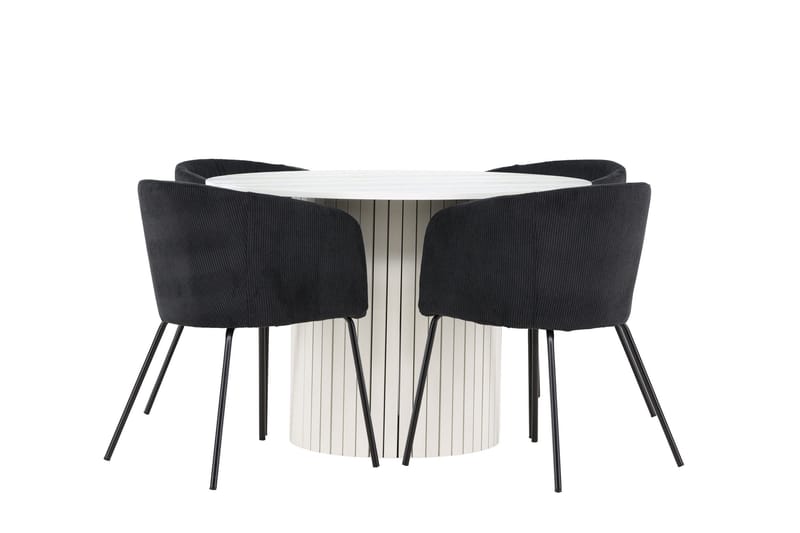 Härön Matgrupp 110 cm Rund med 4 Berit stolar - Vit/Svart - Products - Möbler - Bord & matgrupp - Matgrupp