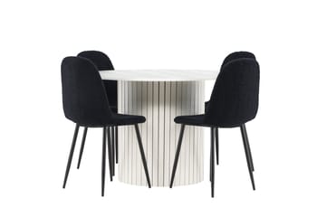 Härön Matgrupp 110 cm Rund med 4 Polar stolar - Vit/Svart - Products - Möbler - Bord & matgrupp - Matgrupp